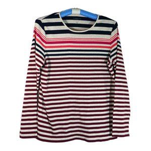 Croft & Barrow Women's XXL Striped Tee, Long-sleeved, Round Neck, Multi-color